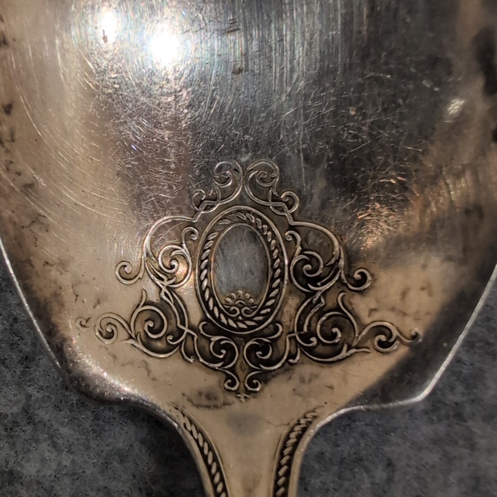 1890-1910's Community Silver Serving Spoon Ornate Filigree Decorative‎ Handle - Picture 3 of 7
